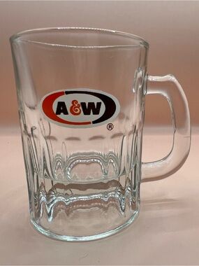 Vintage A&W Root Beer Small Clear Glass Mug Mini Float Mug 3 1/4” Tall